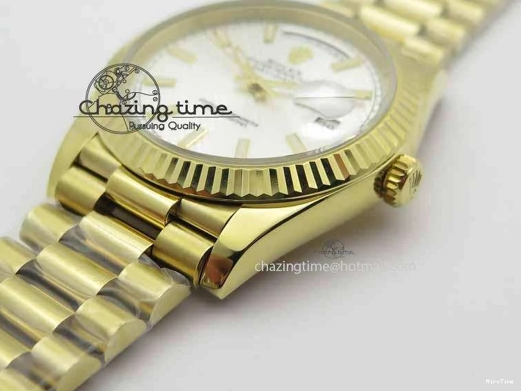 MiroTime 0427 Cozy Day-Date 40mm 228238 YG Noob 1:1 Best Edition Silver Dial On YG President Bracelet A 3710